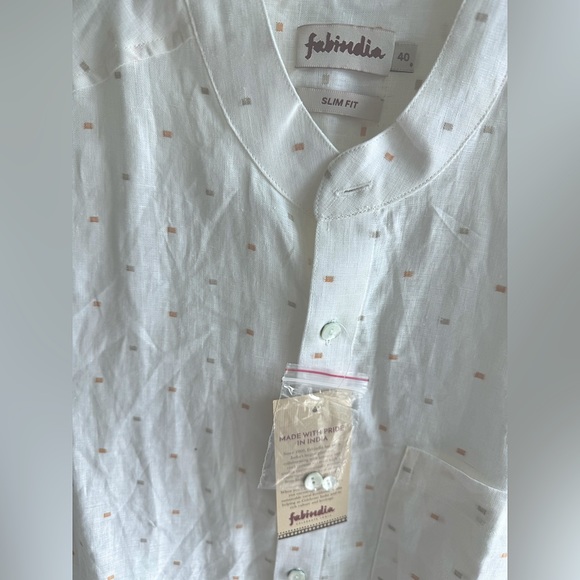 🏷️ Fabindia linen slimfit long sleeve button down shirt size 40 NWT 🏷️ - Picture 2 of 5
